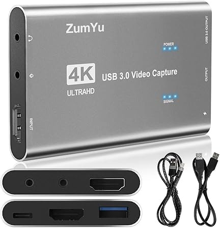 Amazon Com Zumyu Hdmi Video Capture Card 4k 1080p 60fps Game Capture Card Zero Lag Passthrough Live Streaming Audio Recording Ps4 Xbox One Nintendo Switch Wii U Camcorder Usb 3 0 Silver Computers Accessories