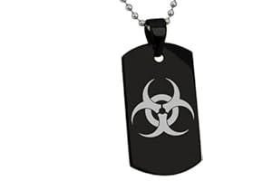 Tioneer Stainless Steel Biohazard Symbol Dog Tag Pendant Necklace