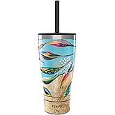 Tervis Traveler EttaVee Golden Leaves Triple Walled Insulated Tumbler Travel Cup Keeps Drinks Cold & Hot, 30oz - with Straw Lid, Stainless Steel