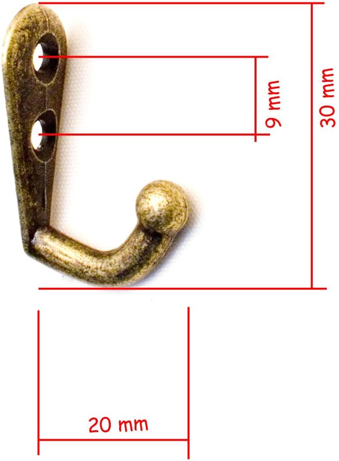 FUXXER® - antique coat hook, towel hook, cast iron brass bronze design, Vintage country house, retro, 30 x 12, set of 20 - Image 5
