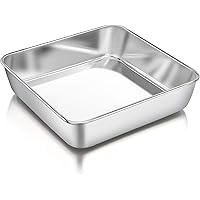 8 Inch Square Baking Cake Pan, P&P CHEF Stainless Steel Lasagna Cookie Bakeware Birthday Brownie Cake Pan, Leakproof…