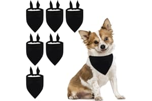 HACRAHO Plain Dog Bandana, 6 PCS Black Pet Triangle Scarf Breathable Pet Bandana for Dogs and Cats, Black