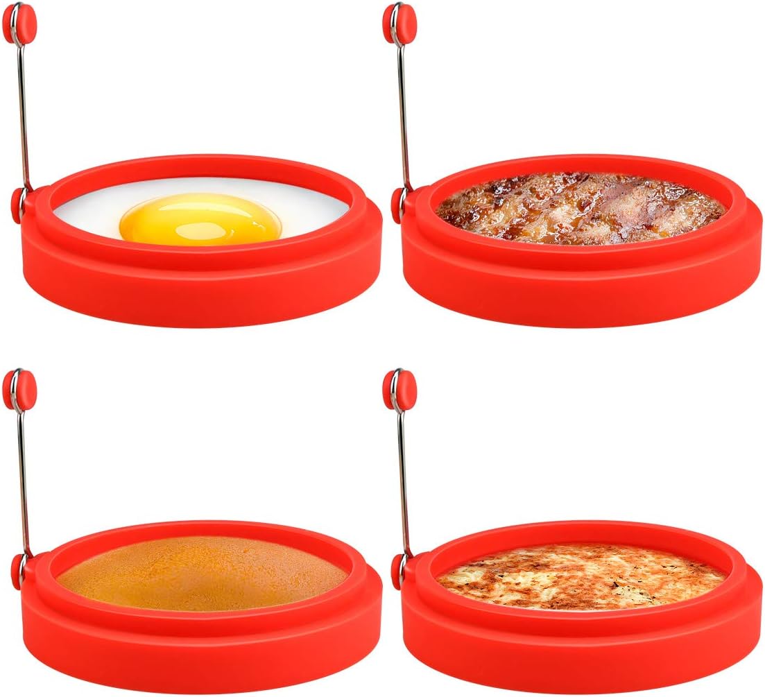 Anillos De Silicona Para Huevos - 4 Unidades Antiadherentes (Verde)