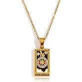 ORIGENCE 18k Gold Plated Tarot Cards Pendant Necklace - Vintage Colorful Charm Necklace Lucky Talisman Hypoallergenic for Women and Men Gift
