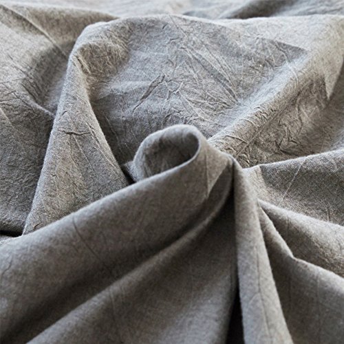 MooMee Duvet Cover Set Washed Cotton Soft Fluffy Linen Like Texture Natural Wrinkle Light Grey King