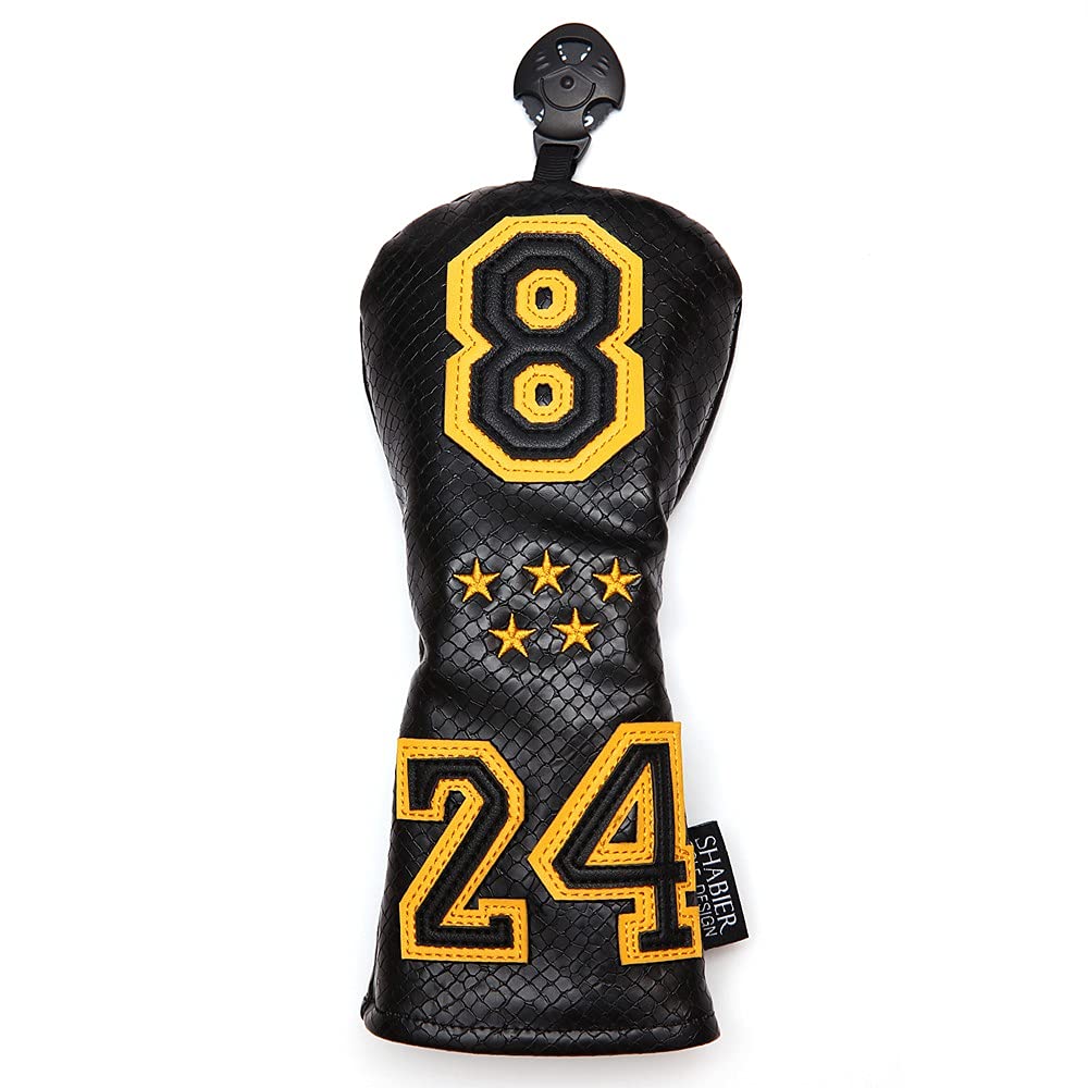Black PU Number 8/24 Golf Club Headcover Hybird Covers（Black 24 Hybird Cover）