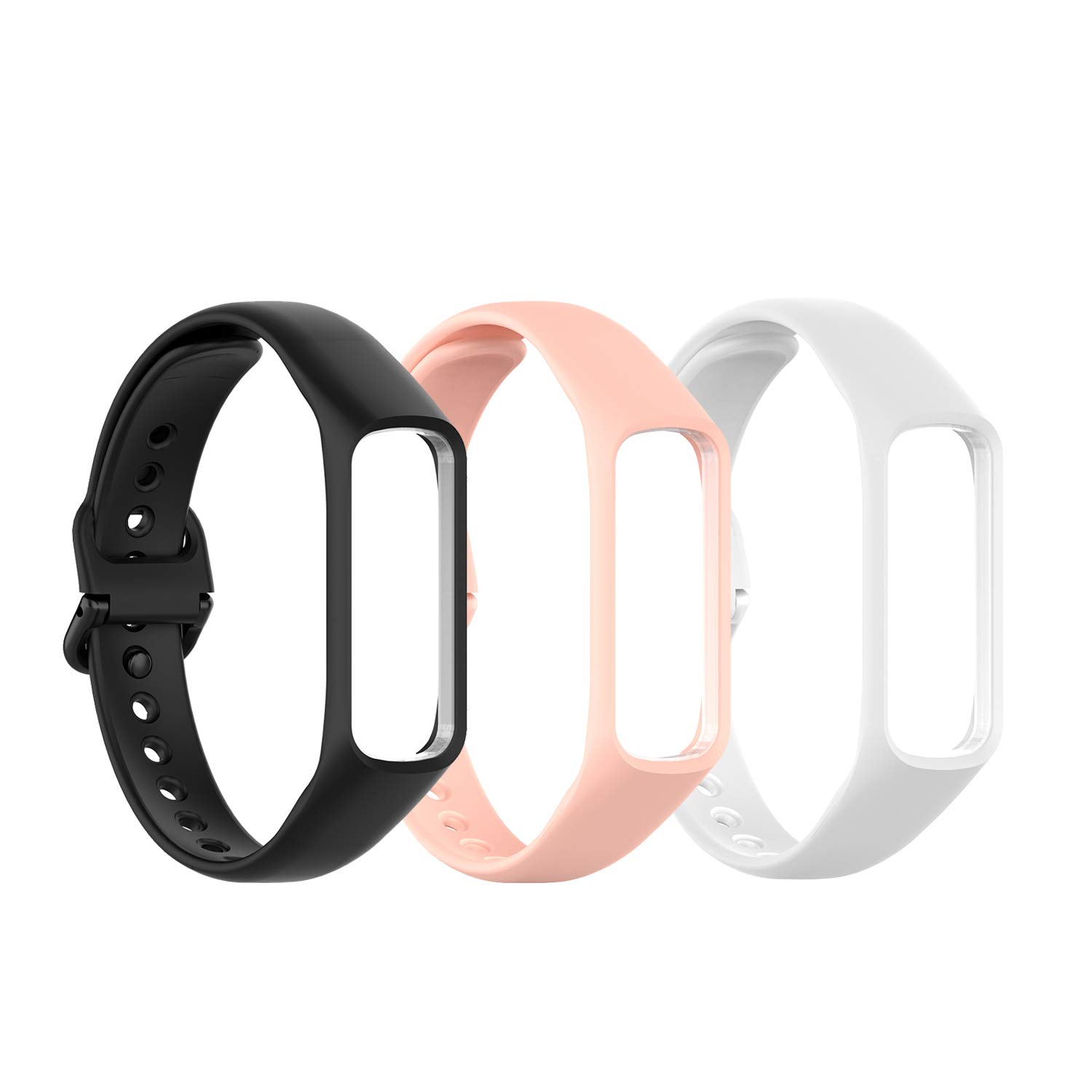 TenCloud (3-Pack Straps Compatible with Samsung Galaxy fit e SM-R375 Strap, Replacement Soft Silicone Sport Wristband Arm Band for Galaxy fit e SM-R375 Fitness Tracker (Black+Pink+White)