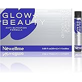 NEWELLME Glow+Beauty Collagen Drink – Liquid Beauty Supplement with Hyaluronic Acid & Antioxidant Complex, Supports Skin Hydration, Hair & Nail Strength, 14 Bottles