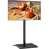 TVON Universal Floor TV Stand with Mount for Most 32-60 Inch TVs up to 88lbs, Height Adjustable TV Floor Stand with Wood Base for Space Saving, Tall Floor TV Stand for Bedroom, Corner & Living Room