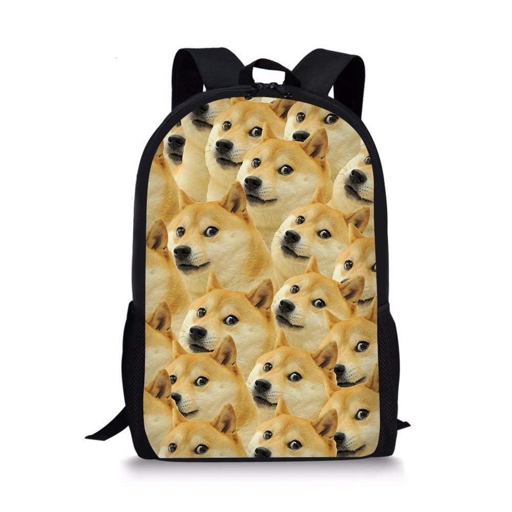 Coloranimal Funny Animal Doge Puzzle Kid's Backpacks Heavy Duty Shoulder Bags with Adjustable Straps Casual Daypack Rucksacks