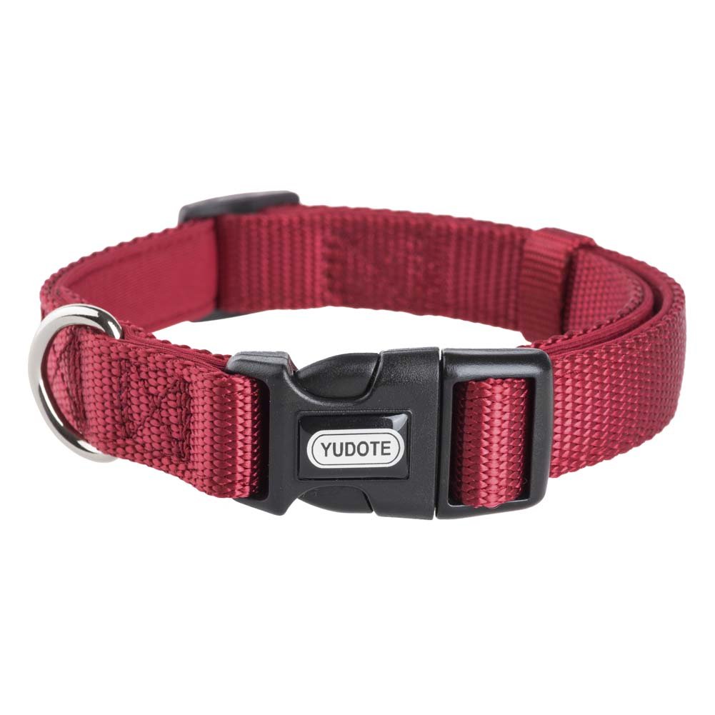 Yudote Adjustable Nylon Dog Collar with Soft Neoprene Padding for