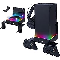 Mcbazel LED Cooling Stand for Xbox Series X 3-Level Adjustable Dual Cooling Fan Cooler RGB Wall Mount Cooling Station with Co