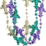 Assorted Metallic Fleur de Lis Mardi Gras Beaded Necklaces