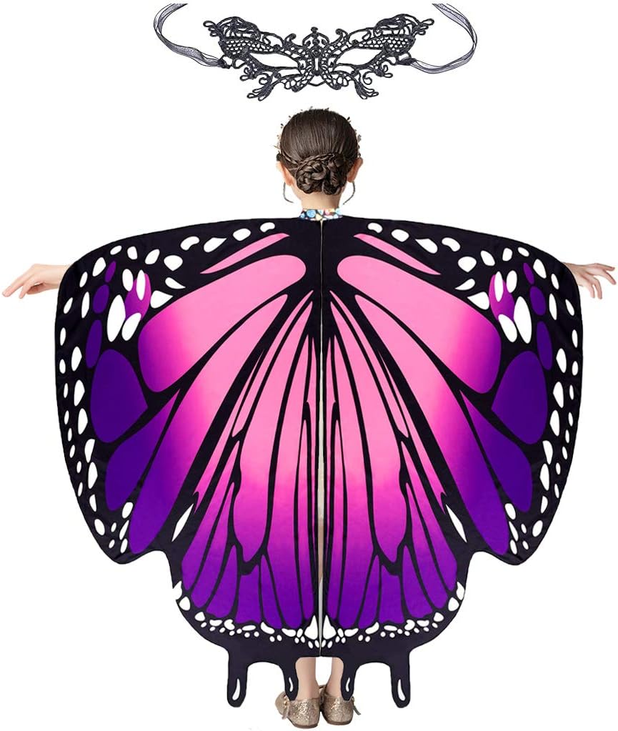 Eko Butterfly Wings Costume for Girls Women Halloween Costume Fairy Shawl Party Dress Up (Girls