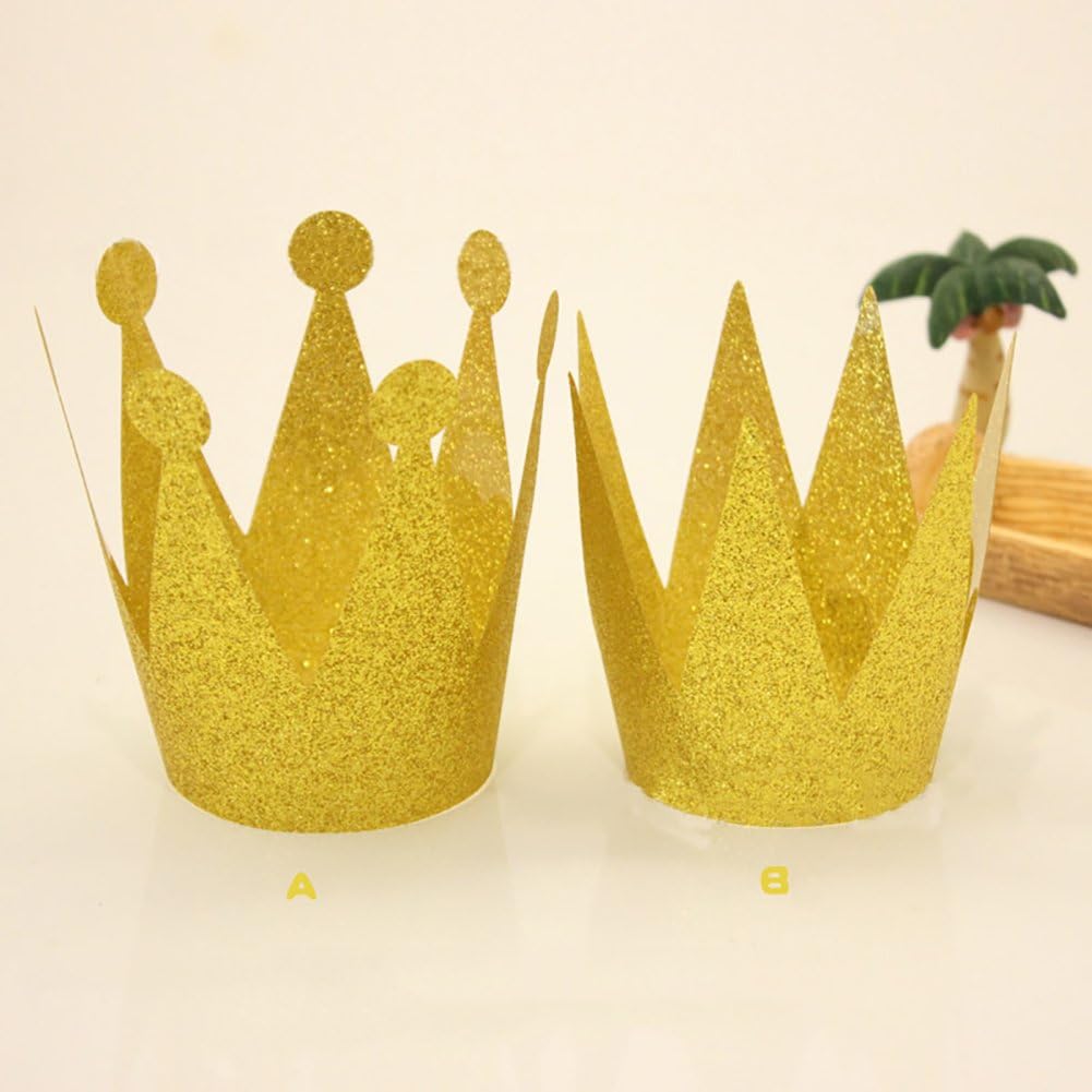 Birthday Party Hats, Gold Birthday Crown Hats, Kids and Adult Party Hats, Party Decorations Crowns Supplies - Pack of 12: Kitchen & Dining