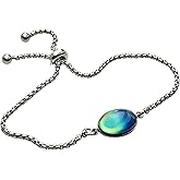 Pammytail Mood Bracelet Oval Shaped Color Changing Silver Adjustable Bangle