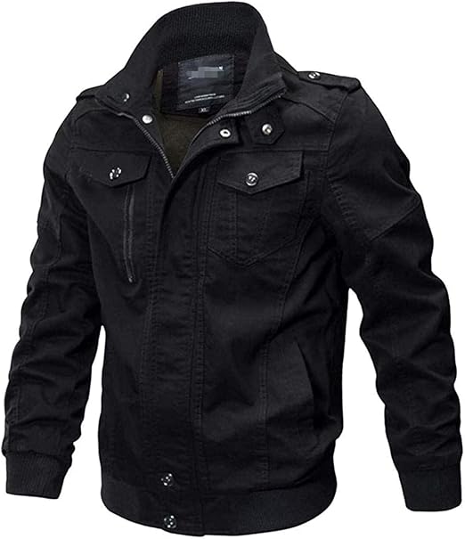 Men's Jacket Military Tactical Coat Zipper Stand Collar Outwear for