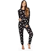 Tipsy Elves Women's Matching Pajama Sets - Black Late Night Snowfall Loungewear for Photos and Events