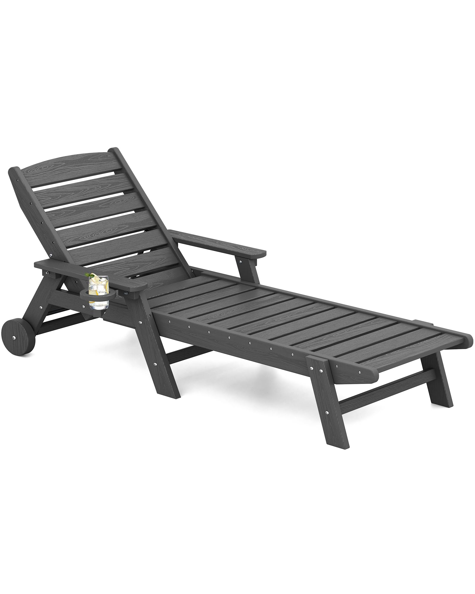 SERWALL Patio Chaise Lounge Chair, 5 Positions