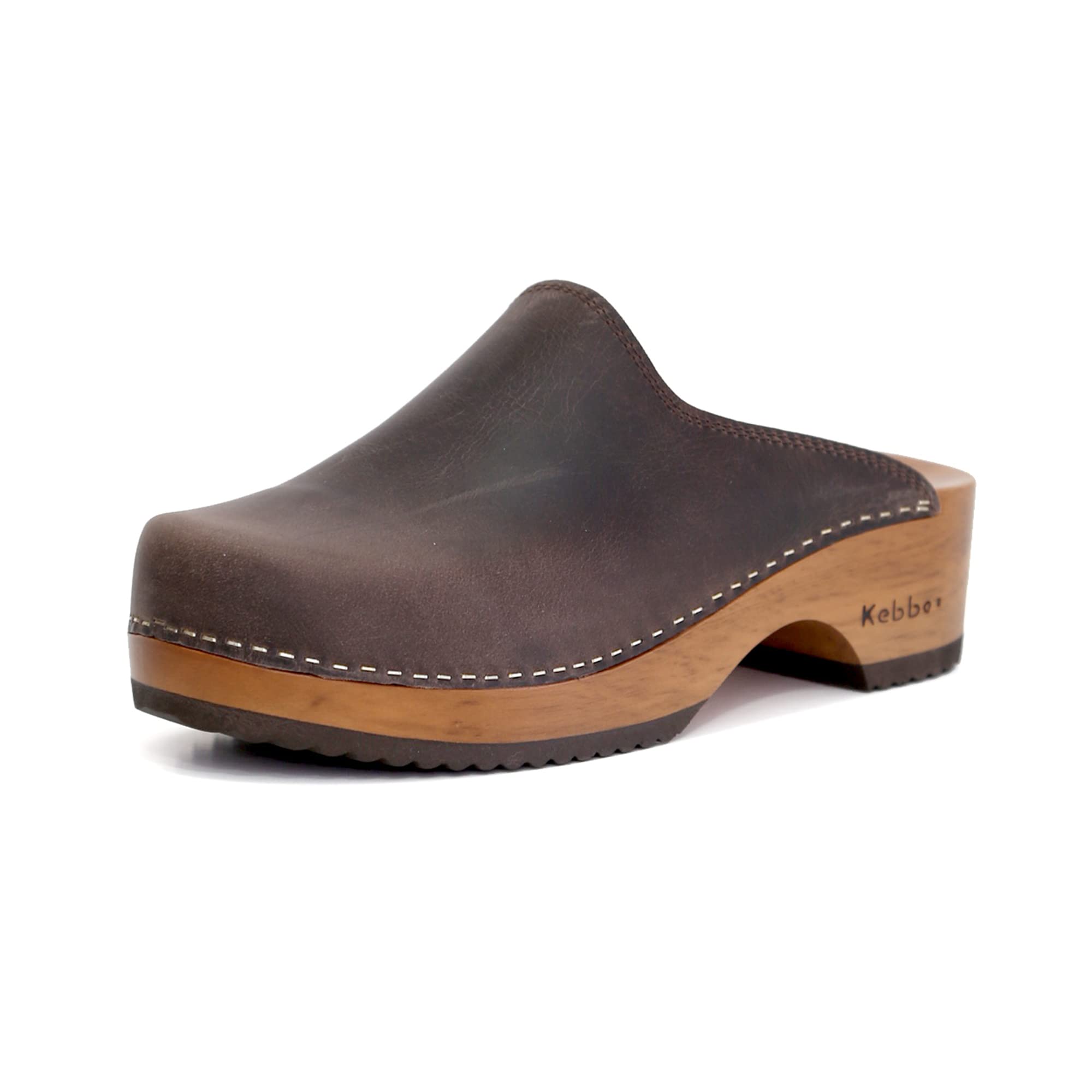Photo 1 of Kebba Edith - Handmade Wooden Clogs with Genuine Leather | Arch Support and Comfortable Fit | Chilean Tepa Platform and EVA Sole |Made in Villarrica, Chile | Crazy Wild Cacao Color | Size 6-6.5 US