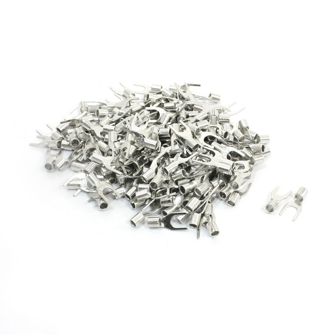 Uxcell 200 Pcs SNB2-4 AWG 16-14 Wire Connector Non Insulated Fork Terminals
