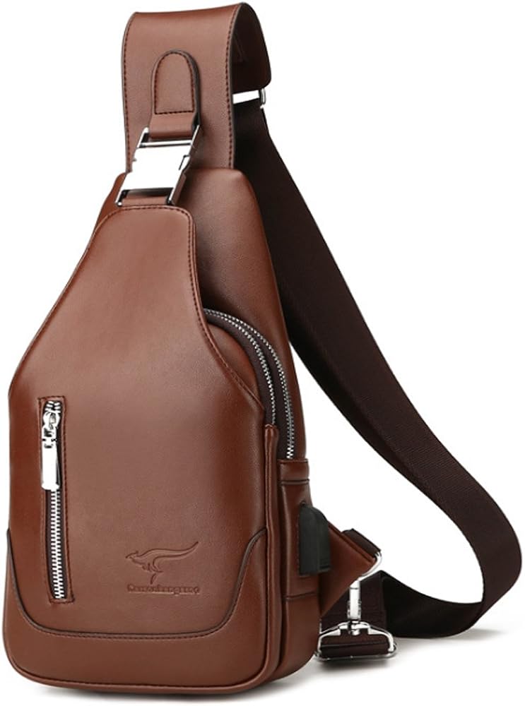 Borsello Uomo In Vera Pelle WeeDee, Tracolla Regolabile, 30x7x16 Cm - Zaino Monospalla Resistente All'acqua, Per Viaggi E Uso Quotidiano