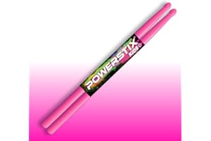 Powerstix colorful drumsticks for kids, Durable and light, specially designed for both electronic drums and acoustic drums for kids (SMALL STARS UV PINK)