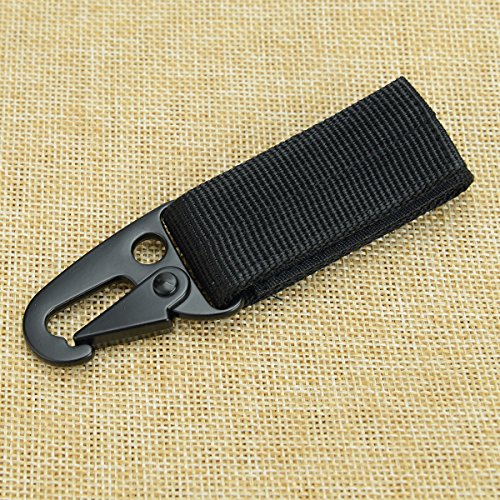 Binboll Tactical Nylon Belt Keychain Key Ring Holder (Black, 2Piece