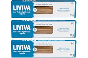 LIVIVA KETO Linguine Pasta (3 Pack – 135 g Protein per Box) - Low Carb High Protein Noodle Pasta made from Pea Protein & Konjac Flour - 8g Net Carbs, Diabetic-Friendly - Ready to Eat in 3 – 4 mins – Taste like Healthy Al Dente Italian Pasta