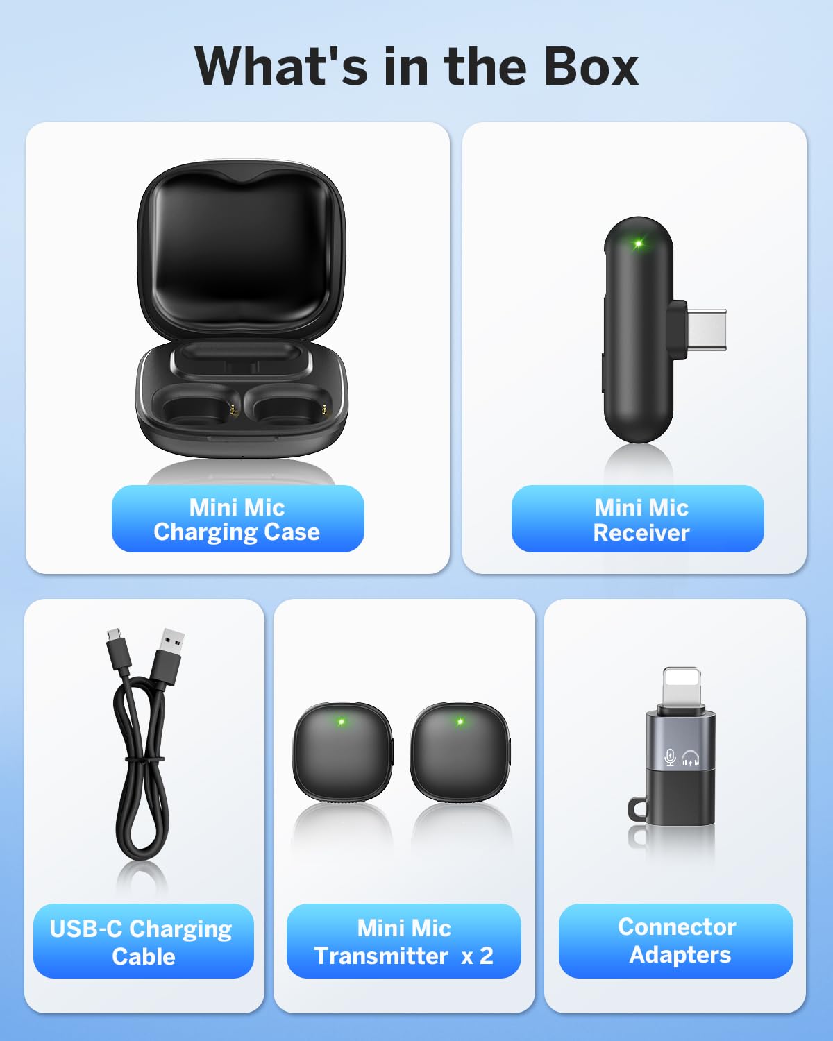 Mini Wireless Lavalier Microphone for iPhone/Android/PC/Tablets, Lapel Mics with USB-C/Lightning Plug, AI Noise Cancelling, Magnetic Mic, 40H Battery Life with Charging Case for Stream, Vlog, TikTok