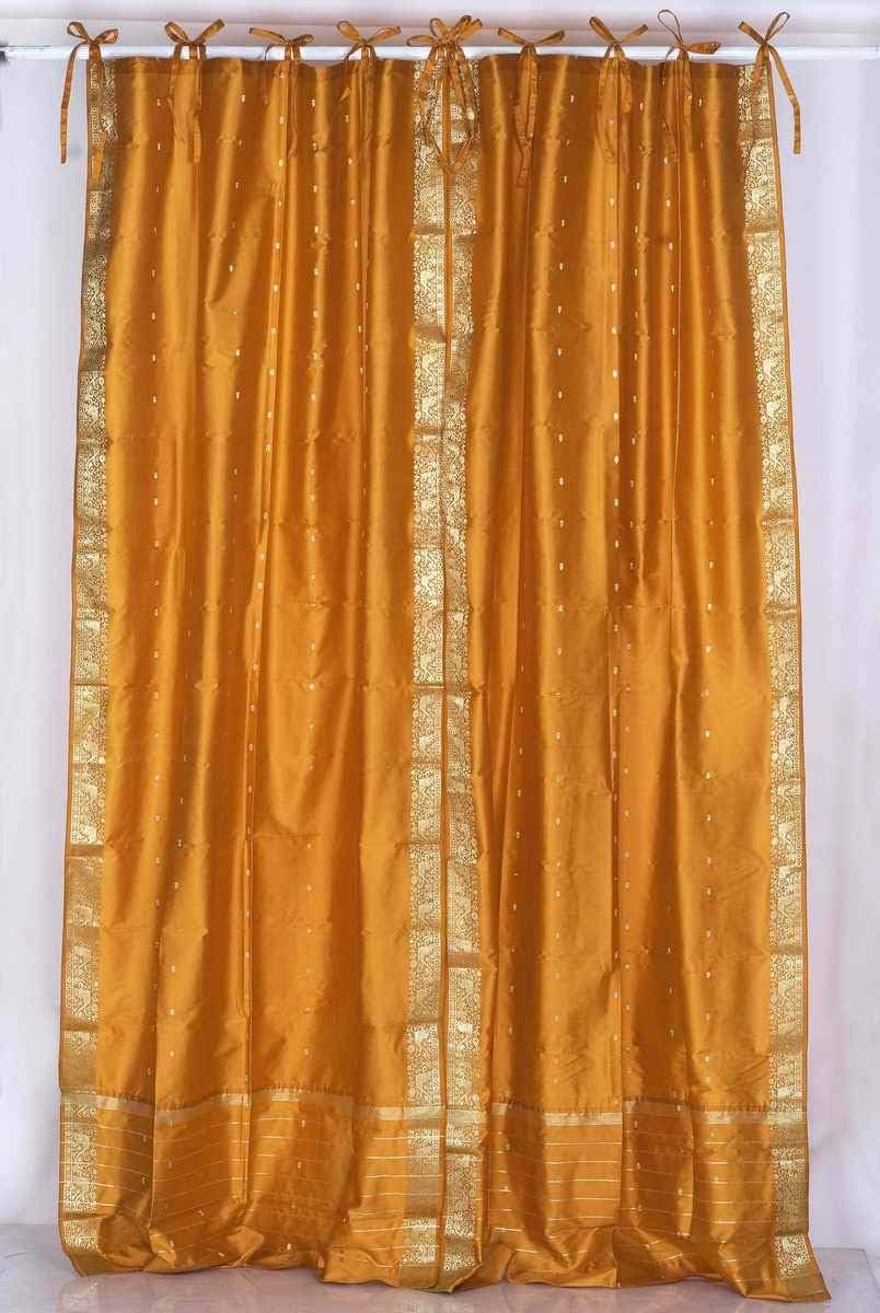 Amazon Com Mustard Tie Top Sheer Sari Curtain Drape Panel