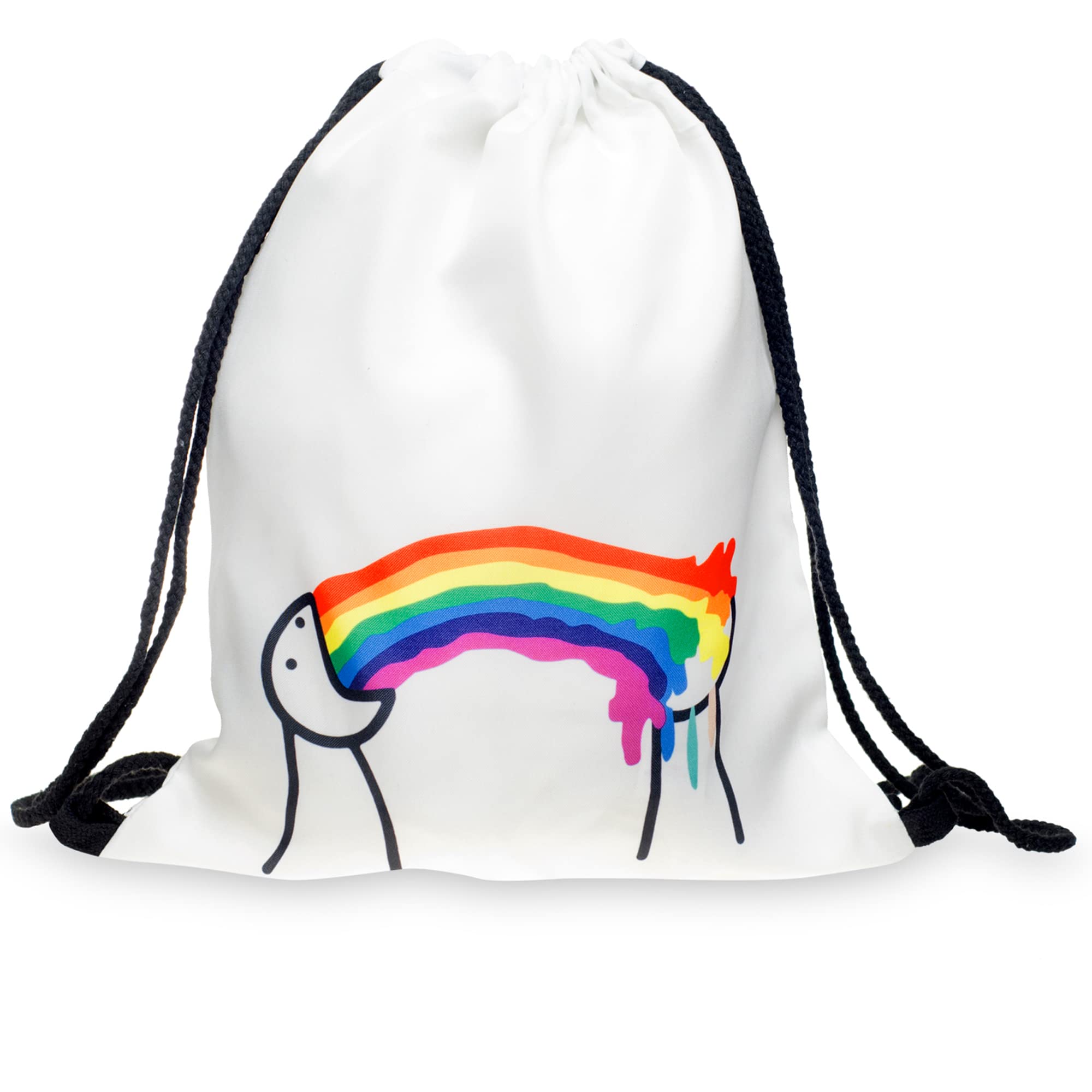 PREMYO Gym Bag for Girls Teenagers Boys - Women's Printed Sports Bag - Hipster Gym Bag Festival, Rainbow (White), One Size