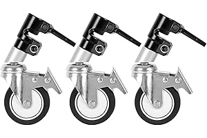 3pcs set Professional Swivel Casters Wheels with 25mm Mounting Holes for Photography C Stand Tripod Heavy duty Metal Construc