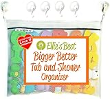 Ellie's Best Bath Toy Organizer Heavy Duty 4 Superlock Suction Cups for Glass & Glazed Tile, Includes Commercial Gade Velcro Used if Suction is Impossible for Boys Girls Toddlers & Grown-Ups, X-Large