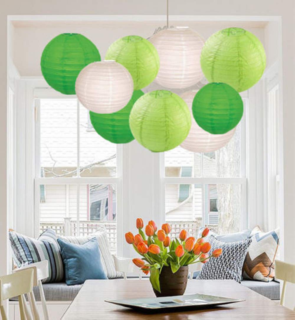 A Liittle Tree 12 PCs Mixed New Round Paper Lanterns Wedding Birthday Party Decor (Eco Shade 12)