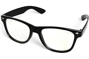 Skeleteen Retro Nerd Costume Glasses - Oversized Black Hipster Eyeglasses With Clear Lenses - 1 Pair