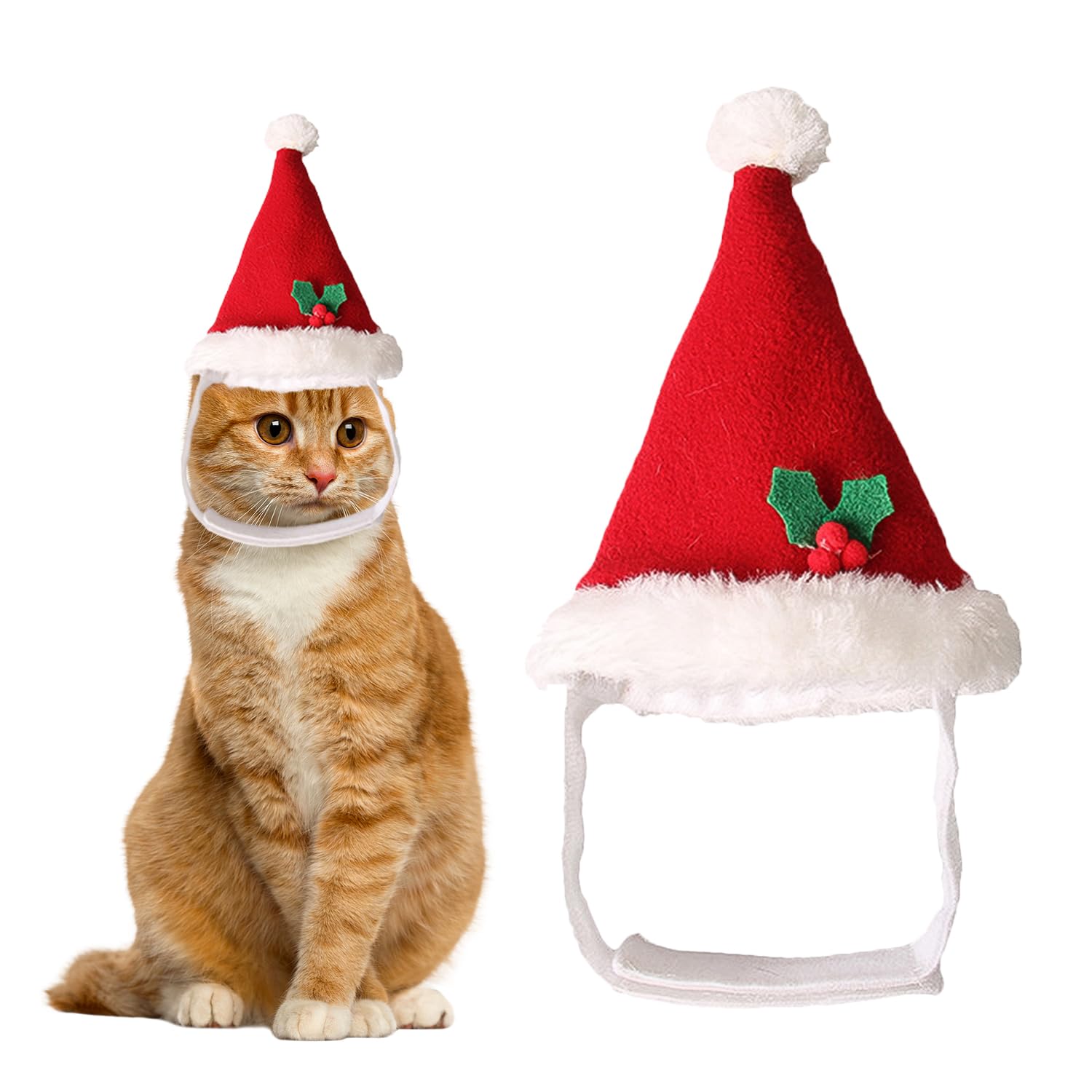 BORFUE Christmas Pet Santa Hat Classic Red Xmas Pet Hat Dog Cat Christmas Outfit for Cosplay Dressing up Xmas Party Fashion New Year
