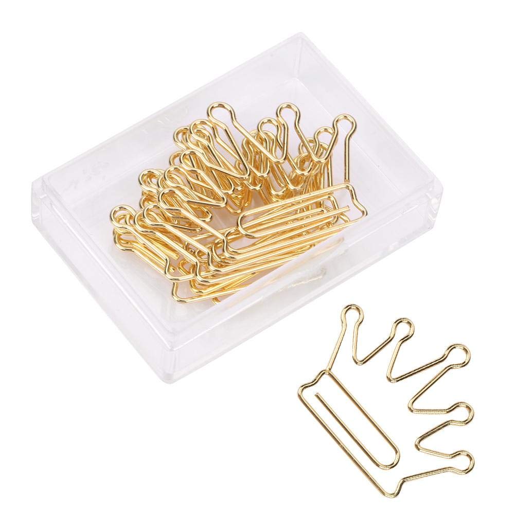 10pcs Gold Paper Clips, Crown Shape Paper Clips, Metal Clips for School Office Supplies Personal Document Organization