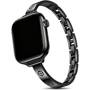 LSXHASGLD Slim Bands Compatible with Apple Watch 38mm 40mm 41mm 42mm 44mm 45mm 46mm 49mm for Women, Thin Stainless Steel Meta