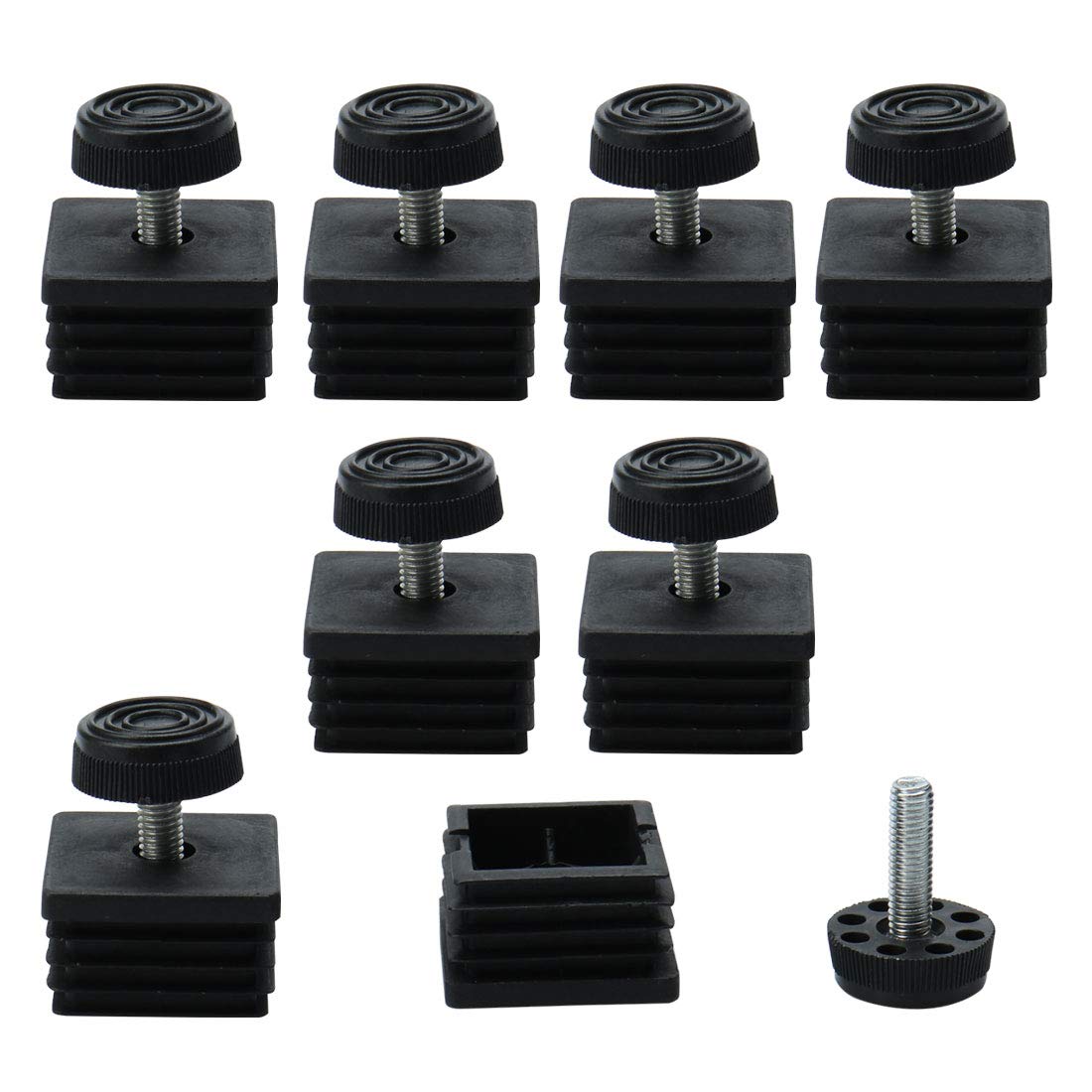 Sourcingmap Leveling Feet 40 x 40mm Square Insert Sofa Leg Adjustable Leveler 8 Sets