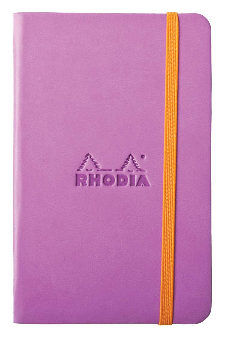 RHODIA 118651C - Lilac Rigid Notebook - A6 - Lined - 192 pages - Ivory Clairefontaine Paper 90 g/m - Bookmark, Elastic Closure - Faux Leather Cover - Rhodiarama Collection