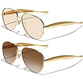 YMRFW Gold Trendy Aviator Sunglasses for Women Men, Retro 2025 Metal 70s Oversized Sun Glasses