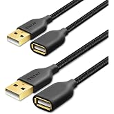 OKRAY USB Extension Cable, 6FT Type-A Male to Type-A Female Extender Cord | 2-Pack Nylon Braided USB 2.0 Extension Cable with Gold-Plated Connector for Printer, Camera, USB Flash Drive,Hard Drive,Mouse