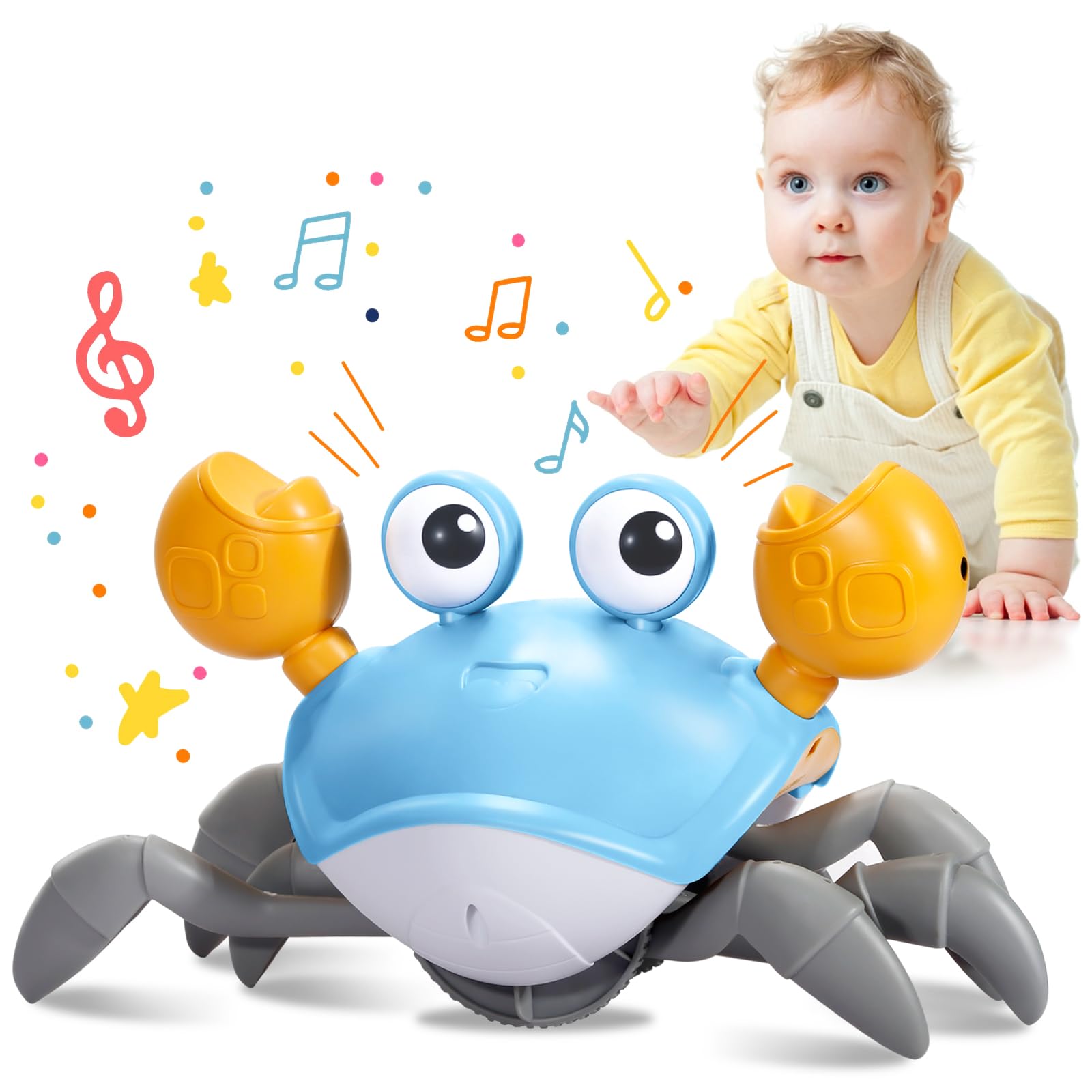 Photo 1 of Plnmlls Crawling Crab Baby Toy - Tummy Time Toys-with Music and LED Light,Walking Crab Toy for 0-6 6-12 12-18 36 Months Walking Toddler Birthday Gift(Azure?