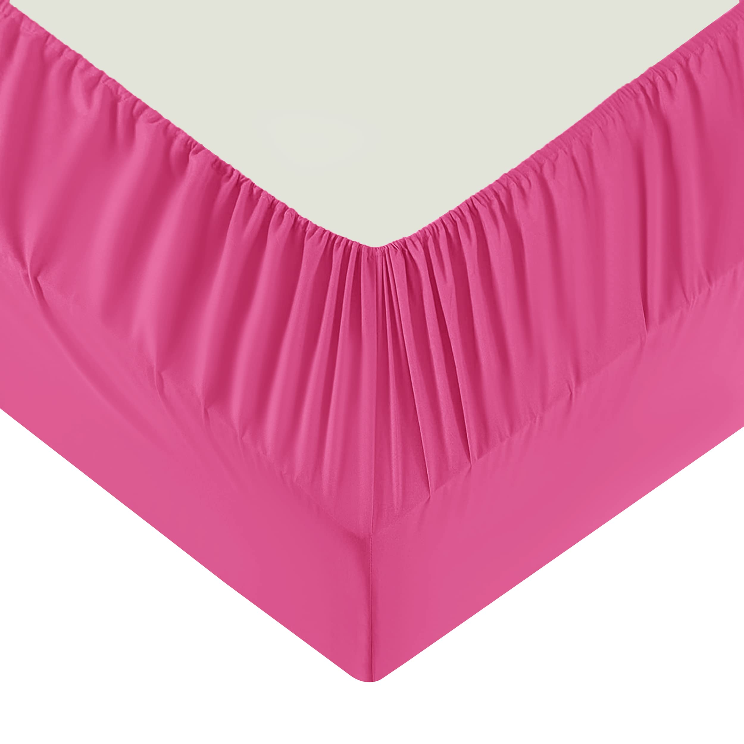 Moonlight Bedding King Size Fitted Sheets - 25cm Deep King Pink Fitted Bed Sheets - Soft Brushed Fabric Shrinkage, Wrinkle free And Fade Resistant Easy Care Bed Sheet (152 x 200 Cm)