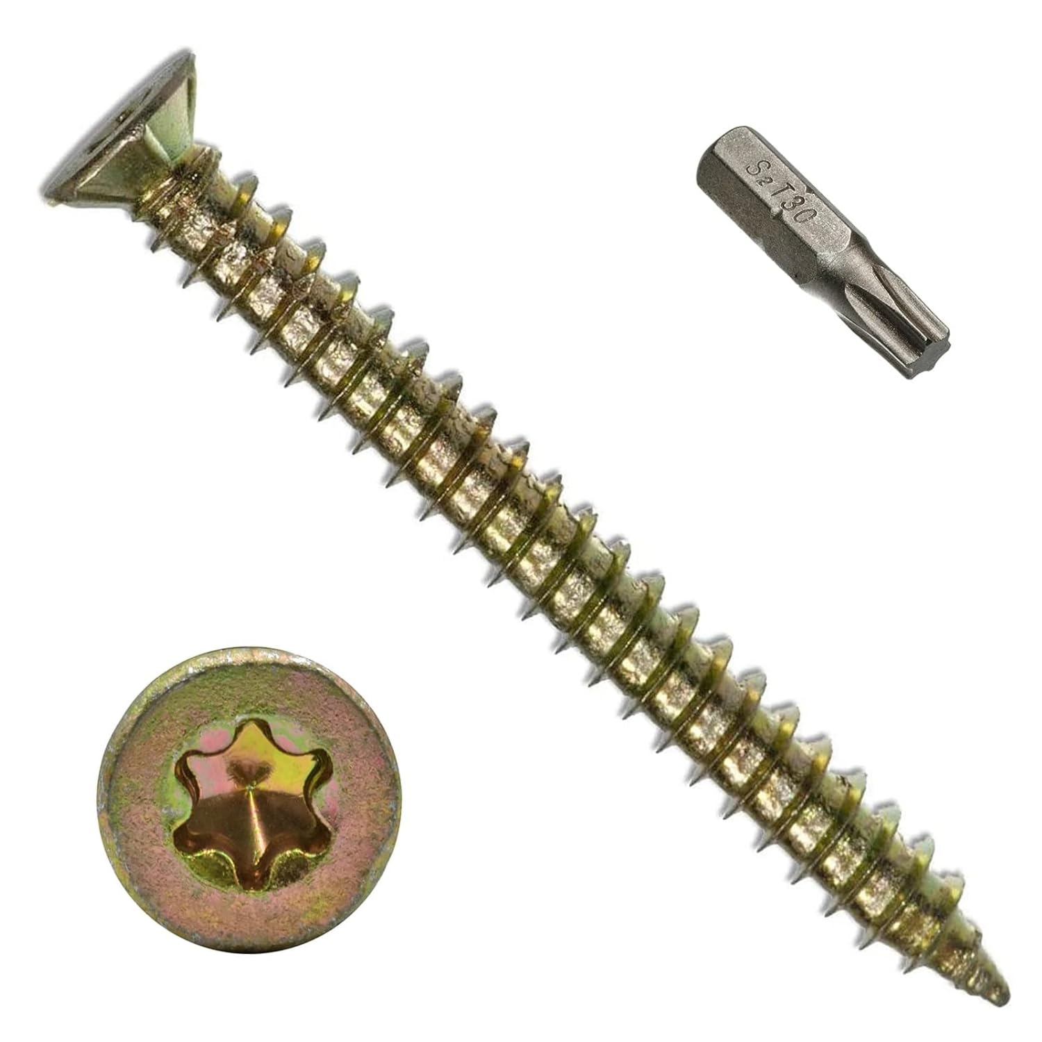 MultiScrew Concrete Screws 7.5 x 110mm (Pack of 20) Torx Drive Flat Countersunk Head Yellow Zinc Use Without Plug For Brick Hollow Block Natural Stone Window Frame Door and General Joinery