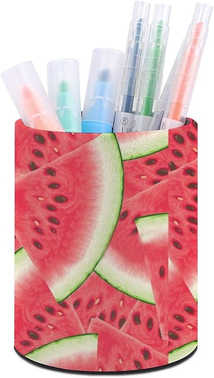 Amazon Co Jp ペン立て 水彩スイカ ペンスタンド Puレザー 卓上収納 多機能 収納ボックス デスクオーガナイザー 筆箱 文房具 家庭用 鉛筆スタンド おしゃれ 小物入れ 机上用品 ホーム キッチン