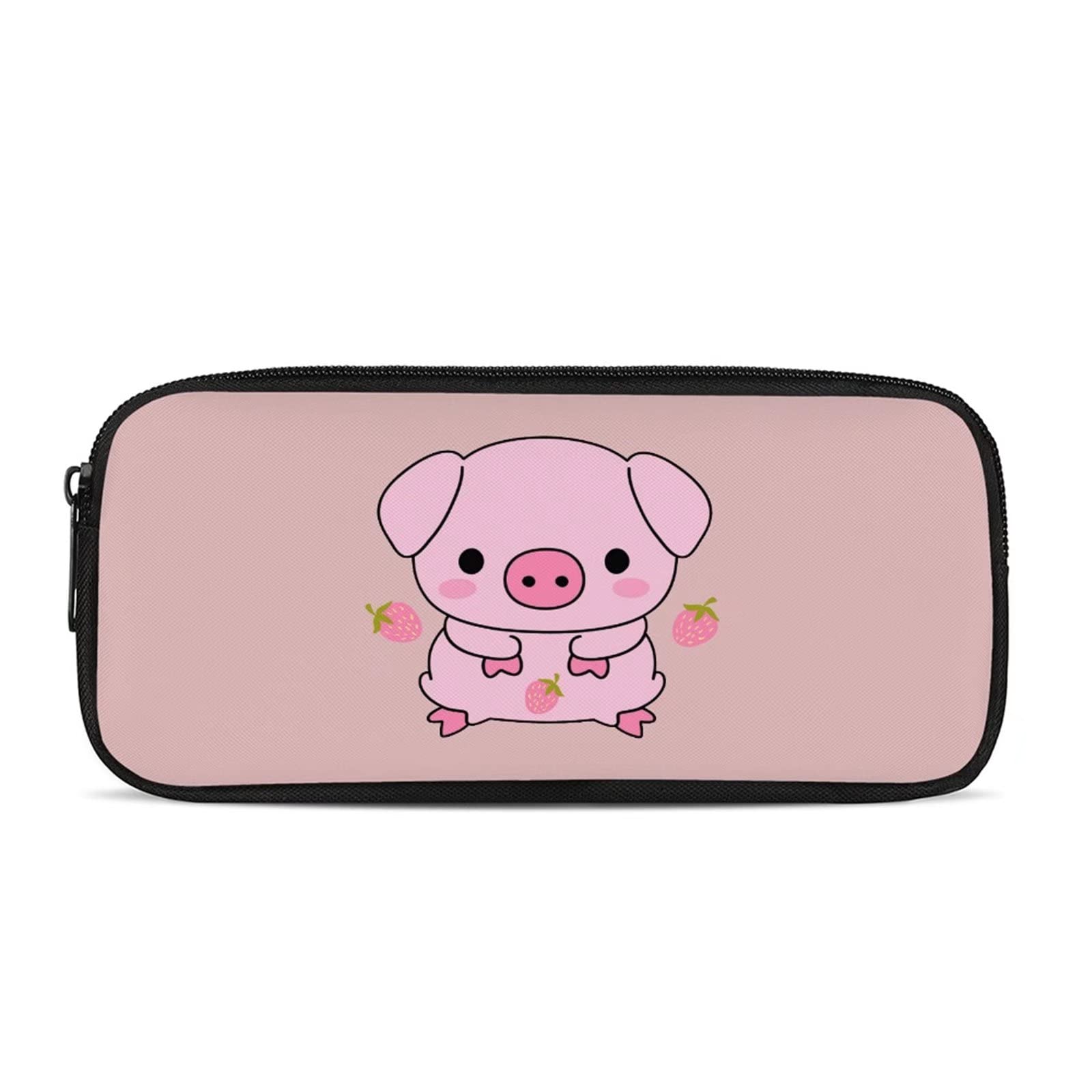 HELLHERO Strawberry Pencil Case Pig Pen Holder Bag Large Capacity Zipper Pouch for Adults Kids Office Middle High School College Student Teen Travel Cosmetic Bags