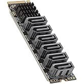 M.2 to SATA3.0 Adapter Card, M.2 M Key PCIE3.0 to SATA Expansion Card, 6 Ports 6Gbps High Speed Adapter Converter Hard Drive 