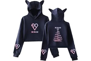 THYOEUN Kpop EXO Crop Top Hoodie Chanyeol Sehun Xiumin Kai Baekhyun Sweater Jacket